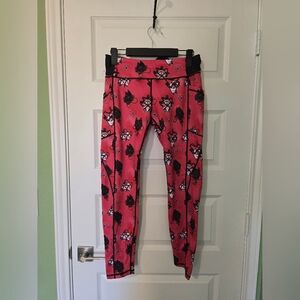 Pink Leggings with Black Cartoon Print
